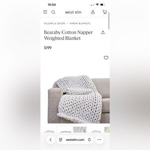 NWT Bearaby Cotton Napper Weighted Blanket 10lb - Moonstone Gray